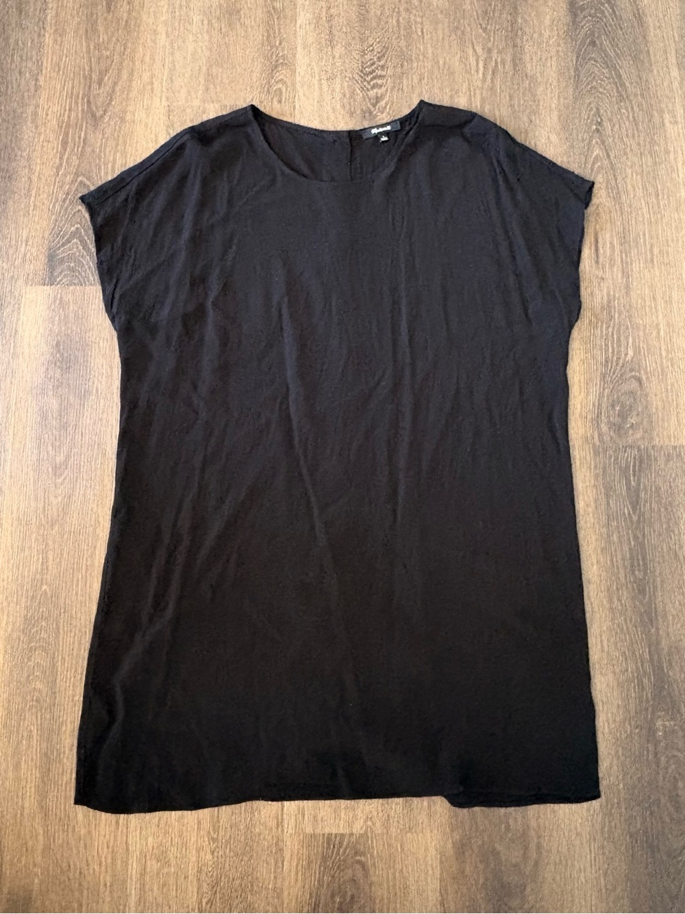 Madewell Tunic Dress Black Short Sleeve Mini Dress Size Large Casual Lagenlook